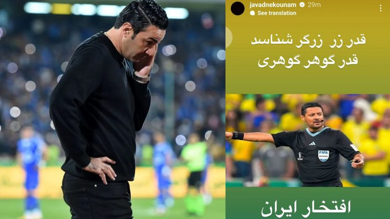 استوری جواد نکونام برای علیرضا فغانی: قدر زر، زرگر شناسد! 
